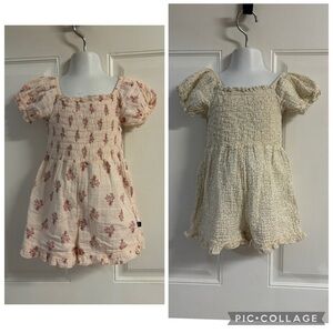 Set of 2 3T Modern Moments by Gerber Floral Rompers with Puff Sleeves EUC/VGUC
